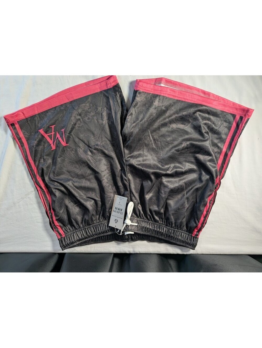 Maison Allure Mesh Shorts Black Dark Grey Pink Stripes Streetwear Men's Size XXL
